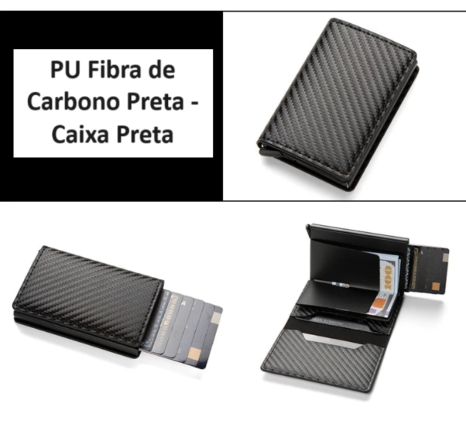 Carteira anti furto unisex com bloqueio de RFID