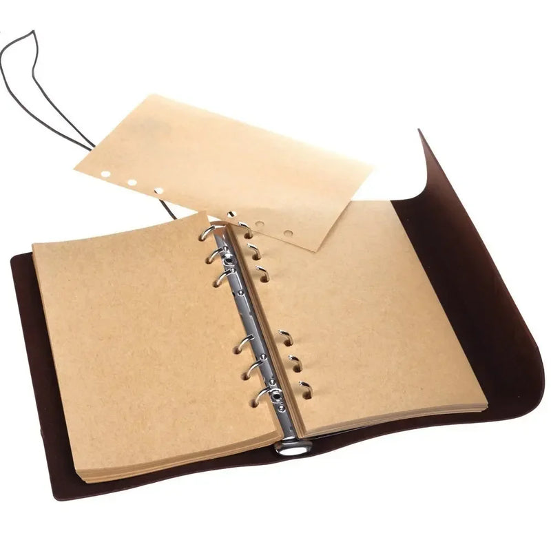 Caderno Retrô de Couro com Papel Kraft Branco