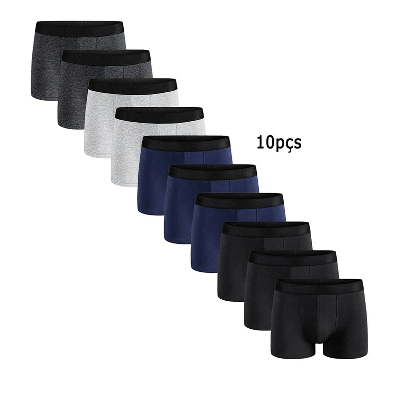 Cuecas Boxer Masculinas de Algodão – Conjunto com 10 Peças