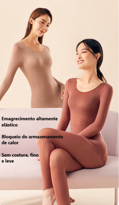Conjunto de Roupa Térmica Feminina sem Costuras Skinner